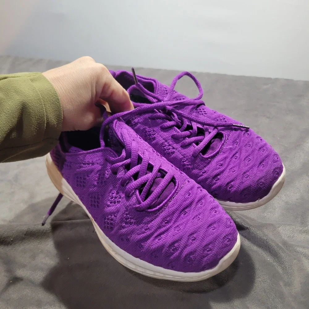 Purple Knit Athletic Sneakers Lace Up Lightweight Breathable Running Shoes‎
